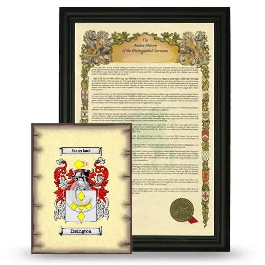 Essington Framed History and Coat of Arms Print - Black