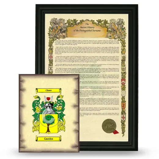 Garriss Framed History and Coat of Arms Print - Black