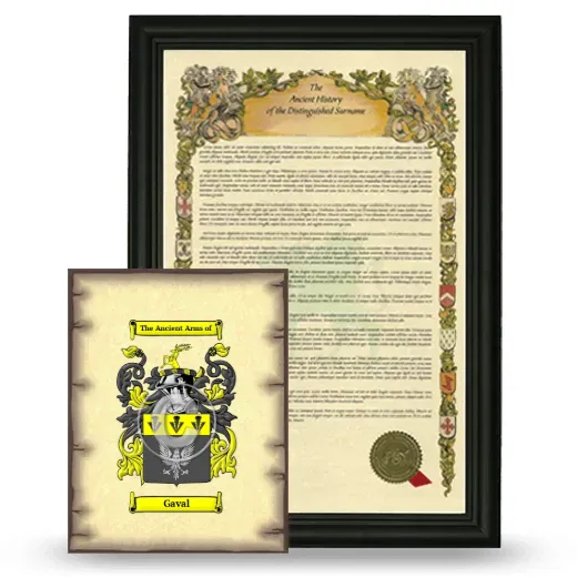 Gaval Framed History and Coat of Arms Print - Black