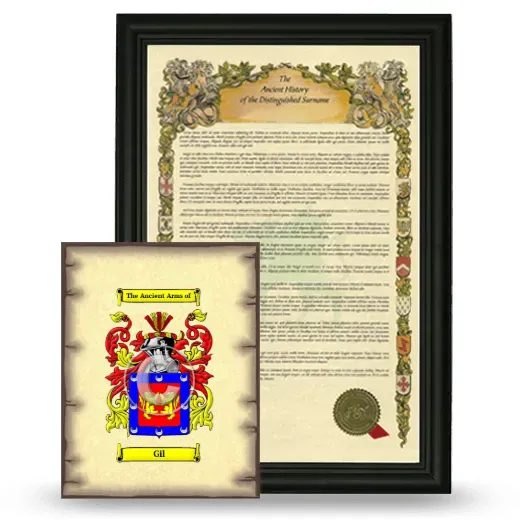 Gil Framed History and Coat of Arms Print - Black