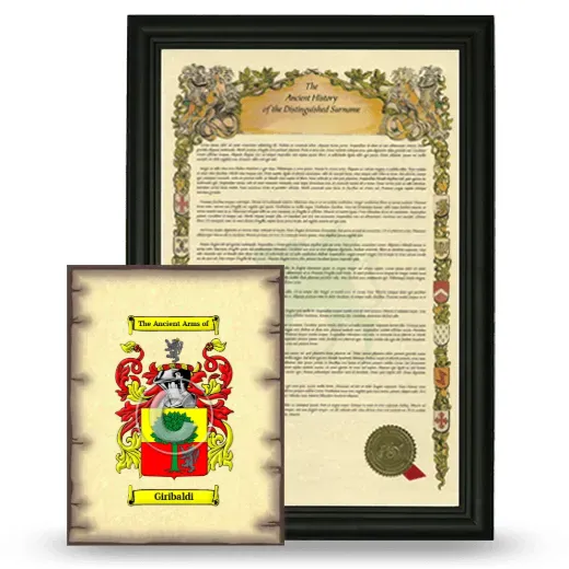 Giribaldi Framed History and Coat of Arms Print - Black