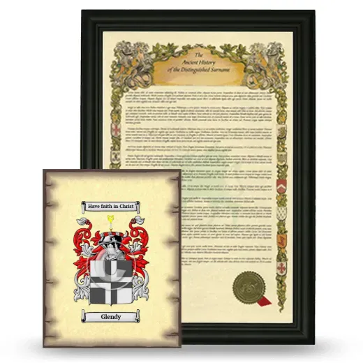 Glendy Framed History and Coat of Arms Print - Black