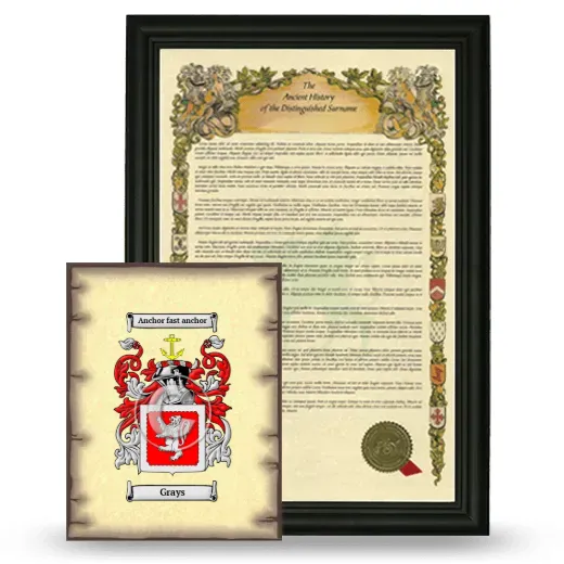 Grays Framed History and Coat of Arms Print - Black