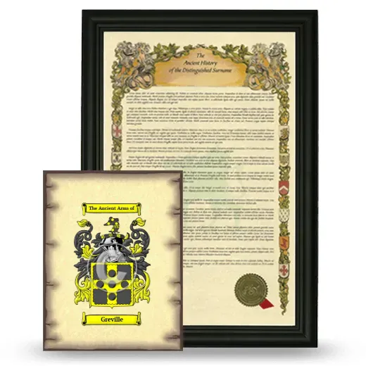 Greville Framed History and Coat of Arms Print - Black