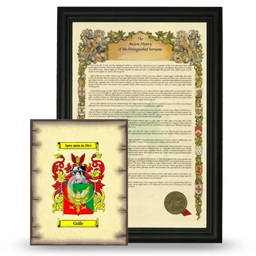 Grife Framed History and Coat of Arms Print - Black