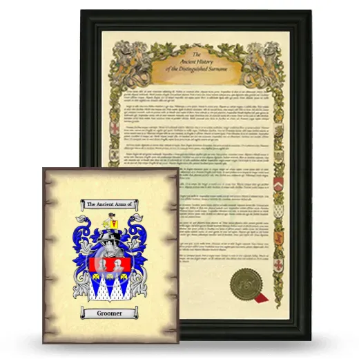 Groomer Framed History and Coat of Arms Print - Black