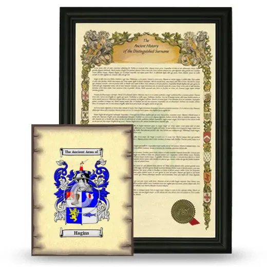 Hagins Framed History and Coat of Arms Print - Black