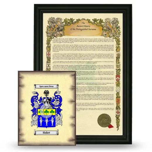 Haket Framed History and Coat of Arms Print - Black