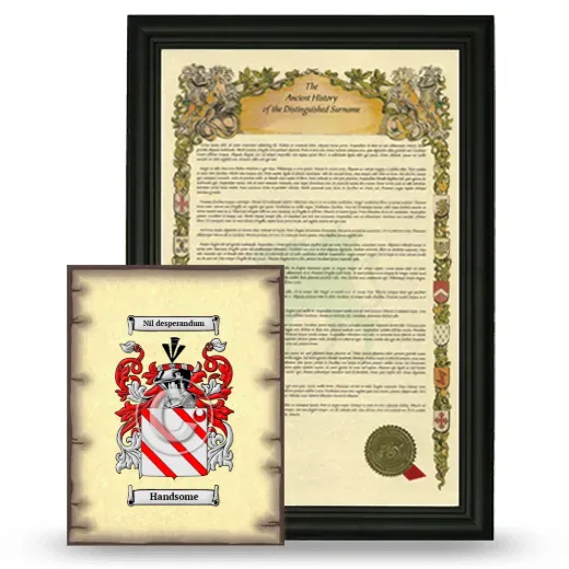 Handsome Framed History and Coat of Arms Print - Black