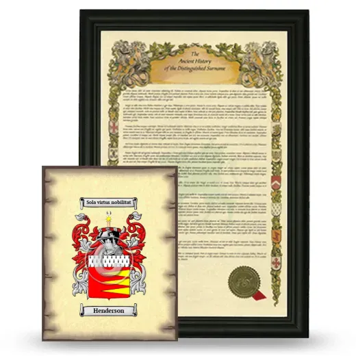 Henderson Framed History and Coat of Arms Print - Black
