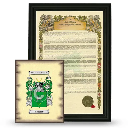 Henesey Framed History and Coat of Arms Print - Black