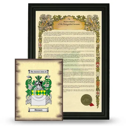 Hermes Framed History and Coat of Arms Print - Black