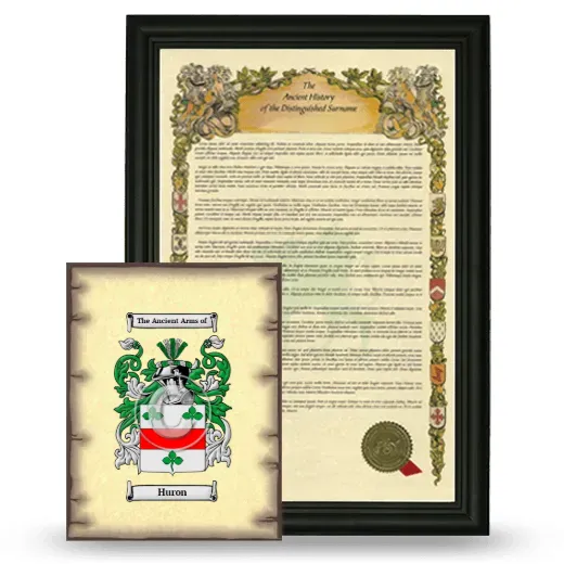 Huron Framed History and Coat of Arms Print - Black