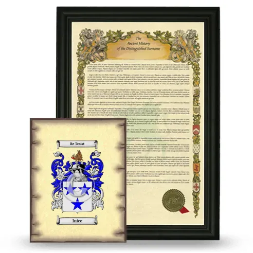 Inice Framed History and Coat of Arms Print - Black