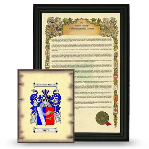 Jurgen Framed History and Coat of Arms Print - Black