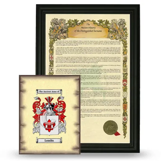 Lamlin Framed History and Coat of Arms Print - Black