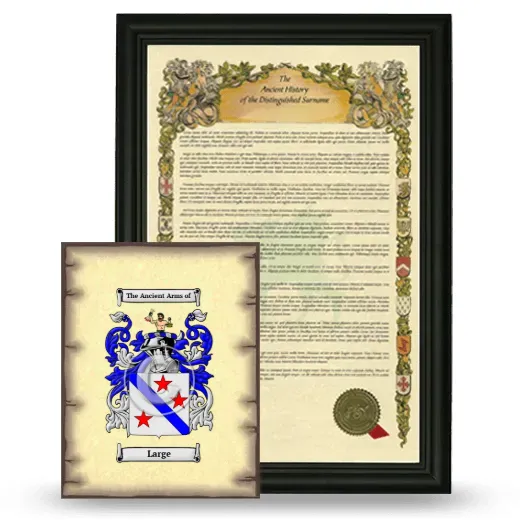 Large Framed History and Coat of Arms Print - Black