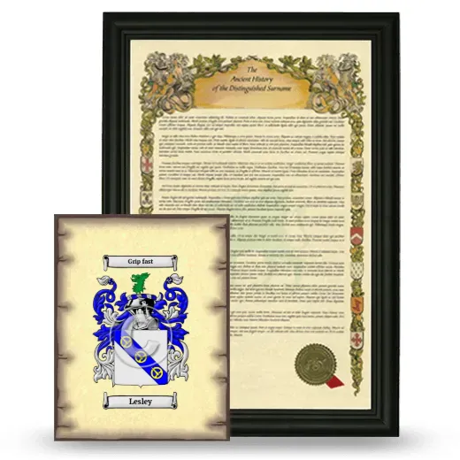 Lesley Framed History and Coat of Arms Print - Black