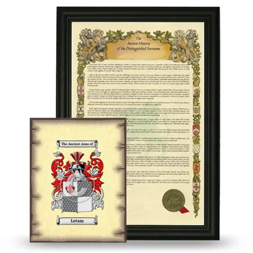 Letam Framed History and Coat of Arms Print - Black