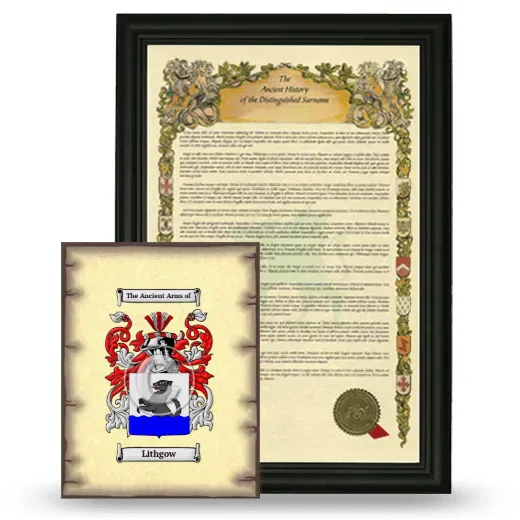 Lithgow Framed History and Coat of Arms Print - Black
