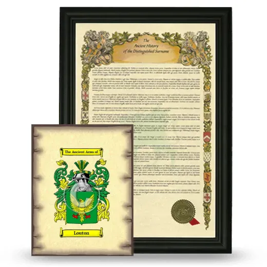 Louton Framed History and Coat of Arms Print - Black