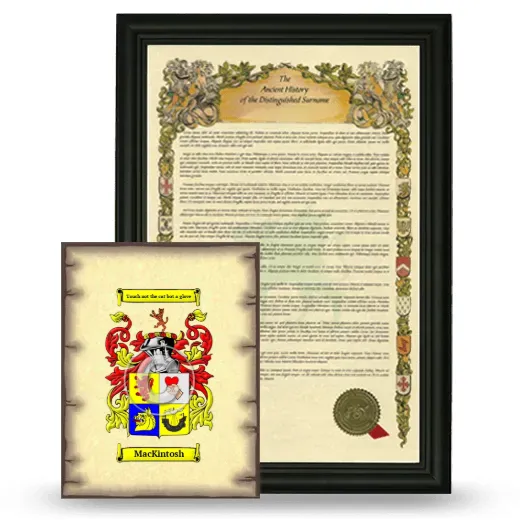 MacKintosh Framed History and Coat of Arms Print - Black