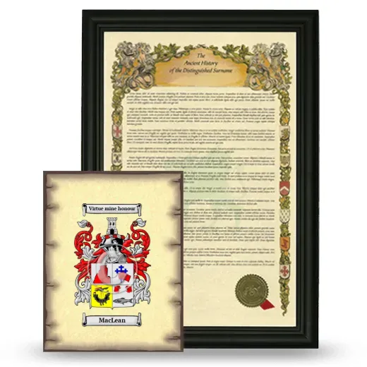 MacLean Framed History and Coat of Arms Print - Black