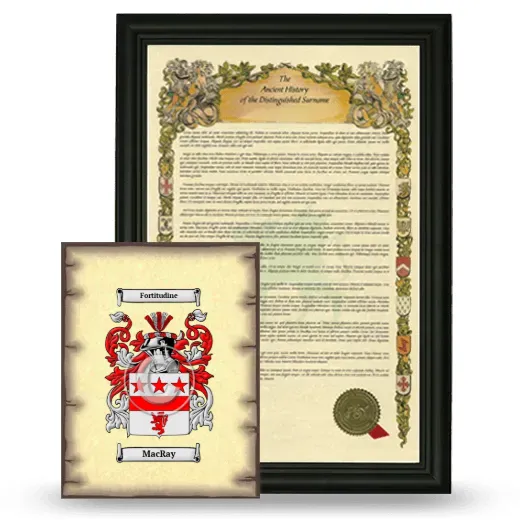 MacRay Framed History and Coat of Arms Print - Black