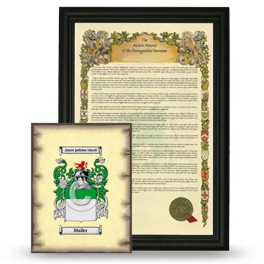 Mailer Framed History and Coat of Arms Print - Black