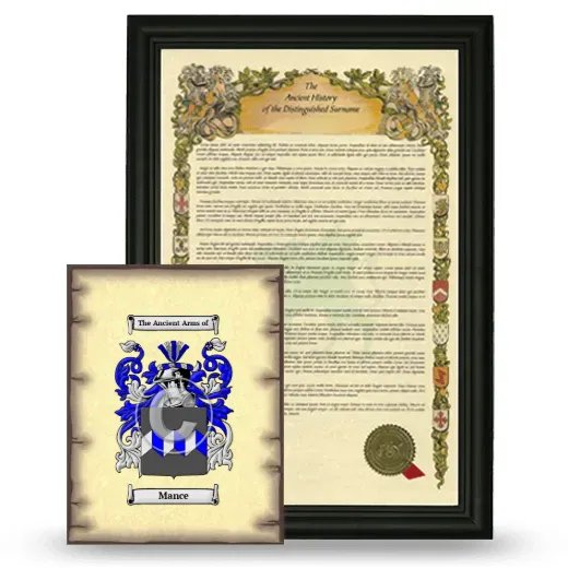 Mance Framed History and Coat of Arms Print - Black