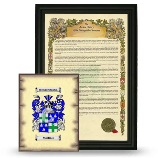 Martinis Framed History and Coat of Arms Print - Black