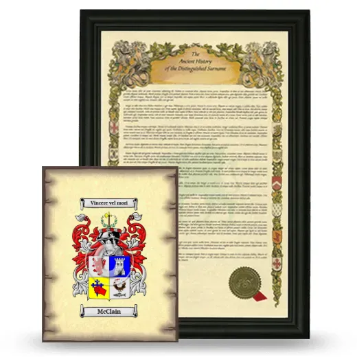 McClain Framed History and Coat of Arms Print - Black