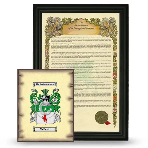 McDevitt Framed History and Coat of Arms Print - Black