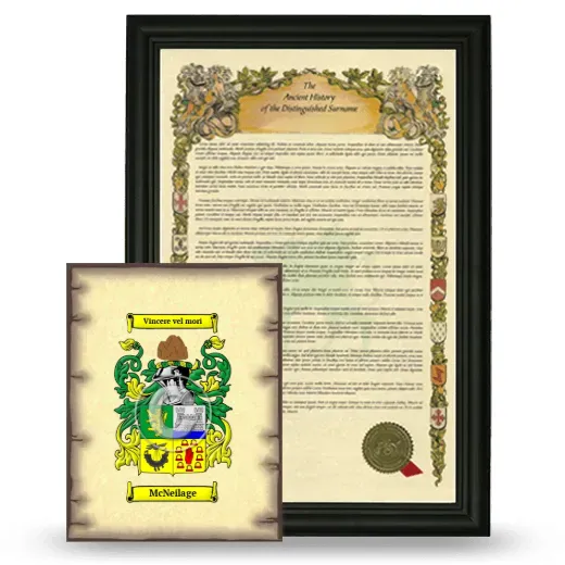 McNeilage Framed History and Coat of Arms Print - Black