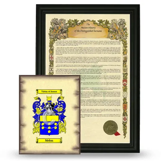 Melon Framed History and Coat of Arms Print - Black