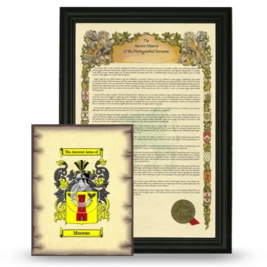 Moreno Framed History and Coat of Arms Print - Black