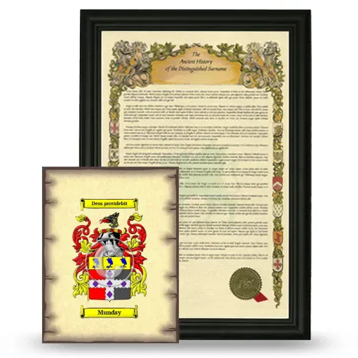 Munday Framed History and Coat of Arms Print - Black