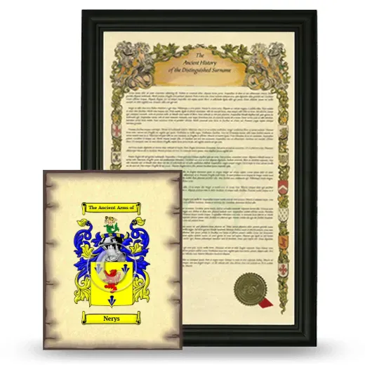 Nerys Framed History and Coat of Arms Print - Black