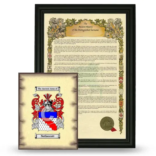 Nethercott Framed History and Coat of Arms Print - Black