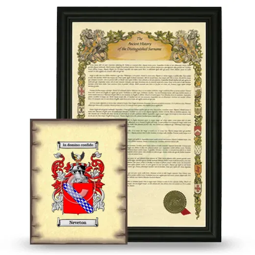 Neveton Framed History and Coat of Arms Print - Black