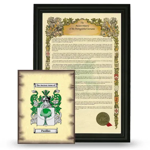 Pasillas Framed History and Coat of Arms Print - Black