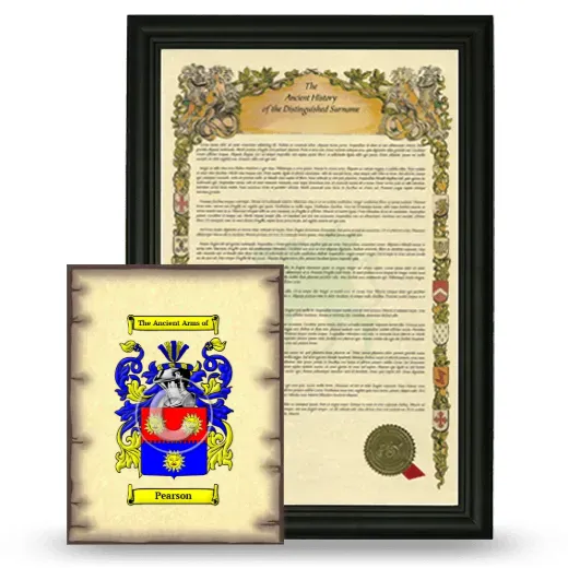 Pearson Framed History and Coat of Arms Print - Black
