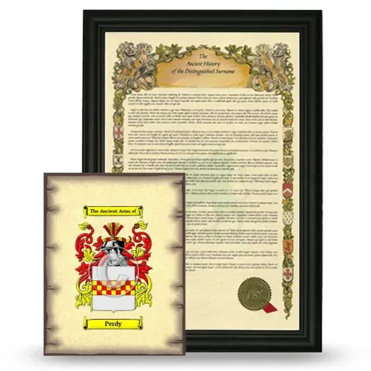 Perdy Framed History and Coat of Arms Print - Black