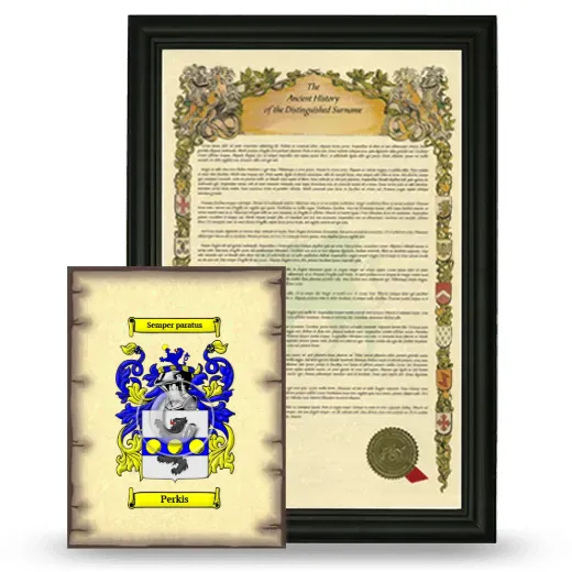 Perkis Framed History and Coat of Arms Print - Black