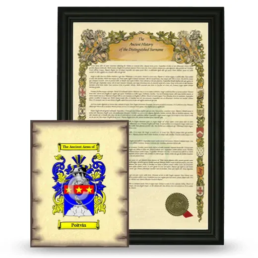 Poitvin Framed History and Coat of Arms Print - Black