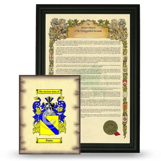 Porte Framed History and Coat of Arms Print - Black