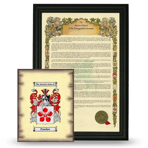 Poucher Framed History and Coat of Arms Print - Black