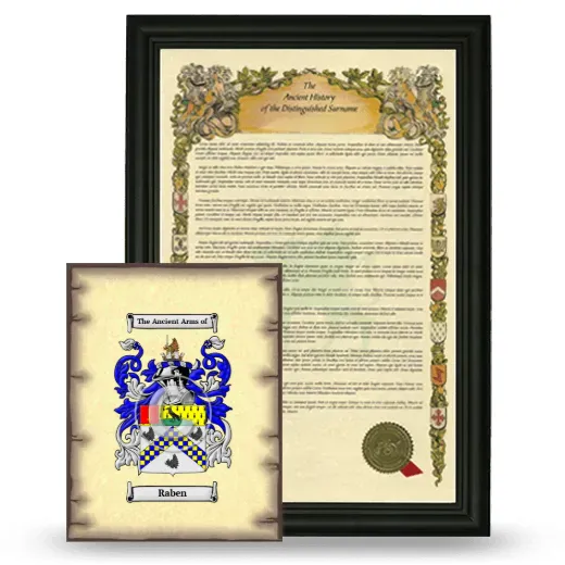 Raben Framed History and Coat of Arms Print - Black