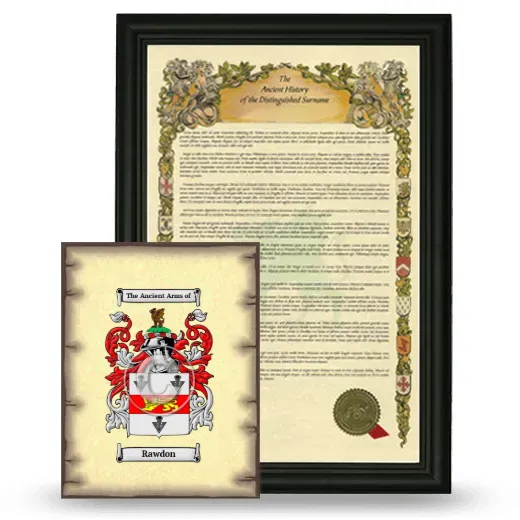 Rawdon Framed History and Coat of Arms Print - Black