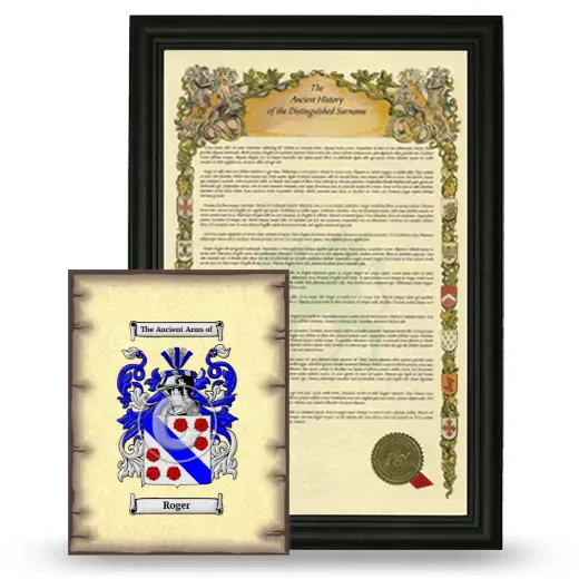 Roger Framed History and Coat of Arms Print - Black